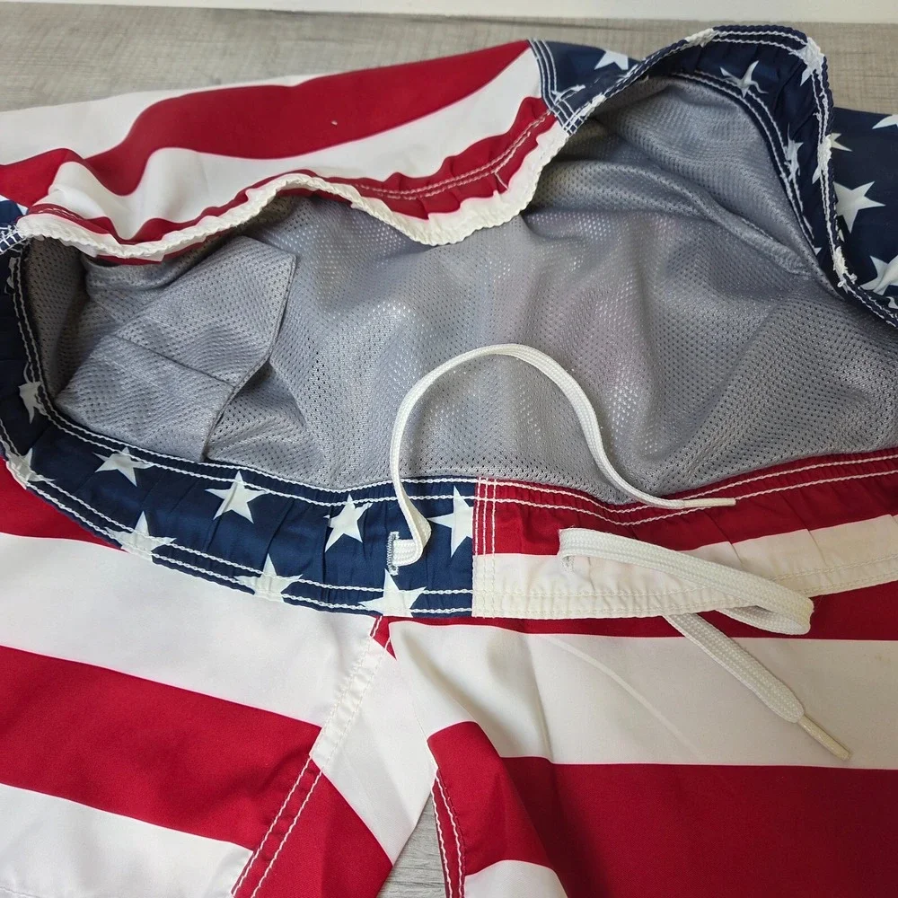 Old Navy Men's American Flag Board Shorts Red White Blue Stars Stripes Large